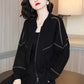 Black Thin Short Coat Women's Spring and Autumn Casual Loose Baseball Uniform Jacket Top
