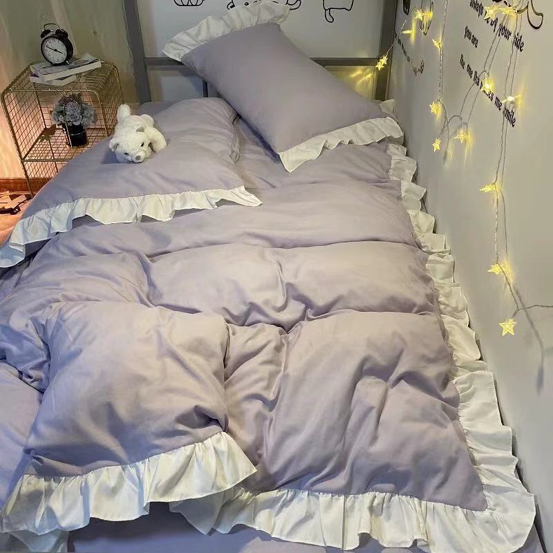 Lace Single Bed Three-piece Quilt Cover Sheet Pillowcase Princess Wind Bedding Set
