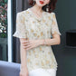Women's Summer Chiffon Short Sleeve Top V-Neck Large Floral Loose T-Shirt