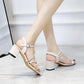 Size 34-39 Women Shiny Slippers Outdoor Bohemian Beach High Heels Wear-resistant Non-slip Office Lady Rhinestone Sexy Sandals