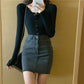 Skirt Women's Spring High Waist A-line Denim Skirt Retro Student Bag Hip Skirt Short Skirt