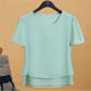 Ice Silk Solid Color Oversized Loose Large Size Chiffon Shirt Mommy Short Sleeve Thin Shirt