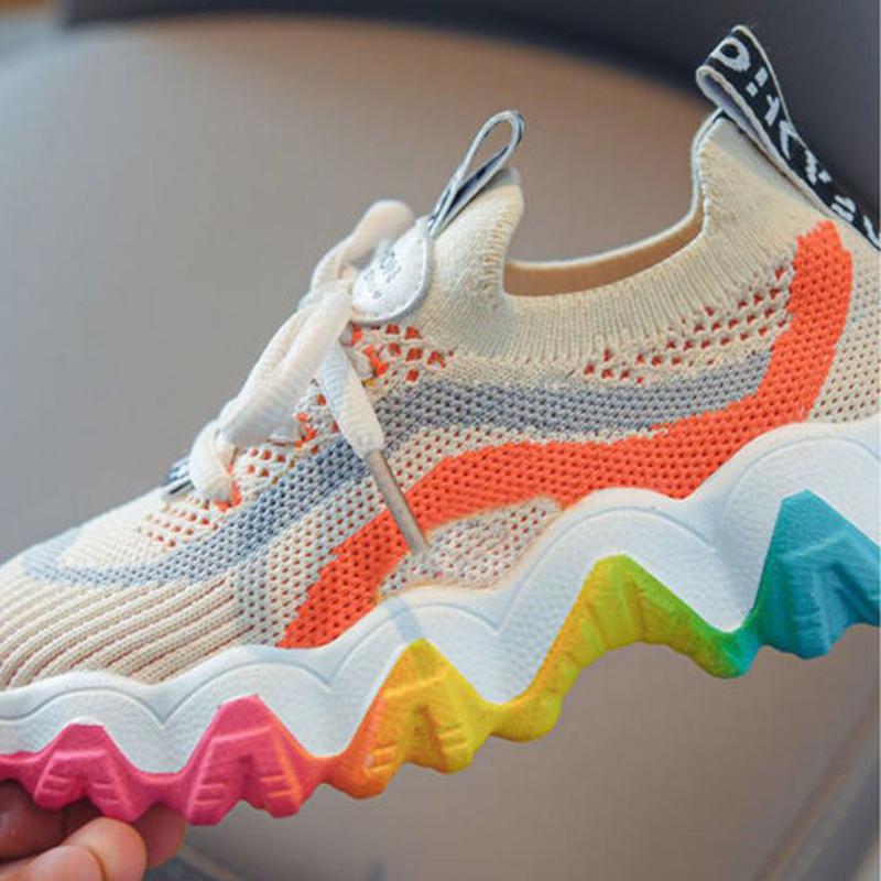 Children's Girls'  Boy Shoes Spring Summer Korean Version  Sports Shoes  Breathable Lightweight Flying Shoes Middle-aged Students' Casual Shoes