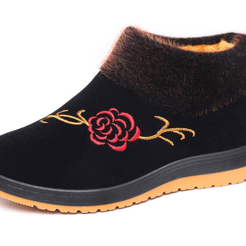 Women's Winter Plus Velvet Padded Cotton Shoes Non-slip  Short-tube Mother's Cotton Boots
