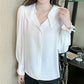 Women's Spring and Autumn Long Sleeve Shirt Chiffon Solid Color Top