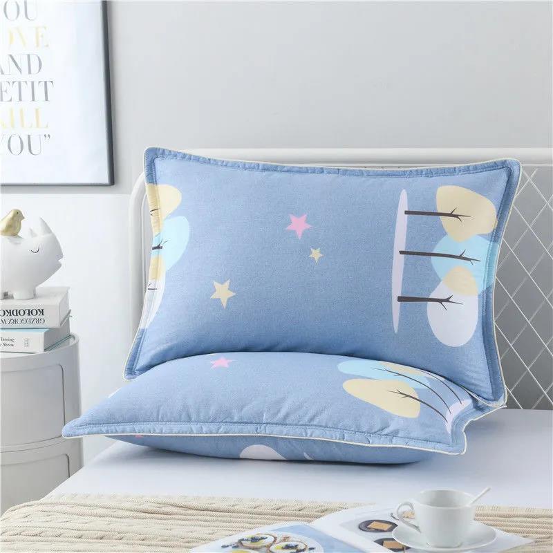 48x74cm Pillowcase Thick Pure Cotton Pillowcase Double Queen Size Bedroom Printing Pillowcase Bedding Two Pieces