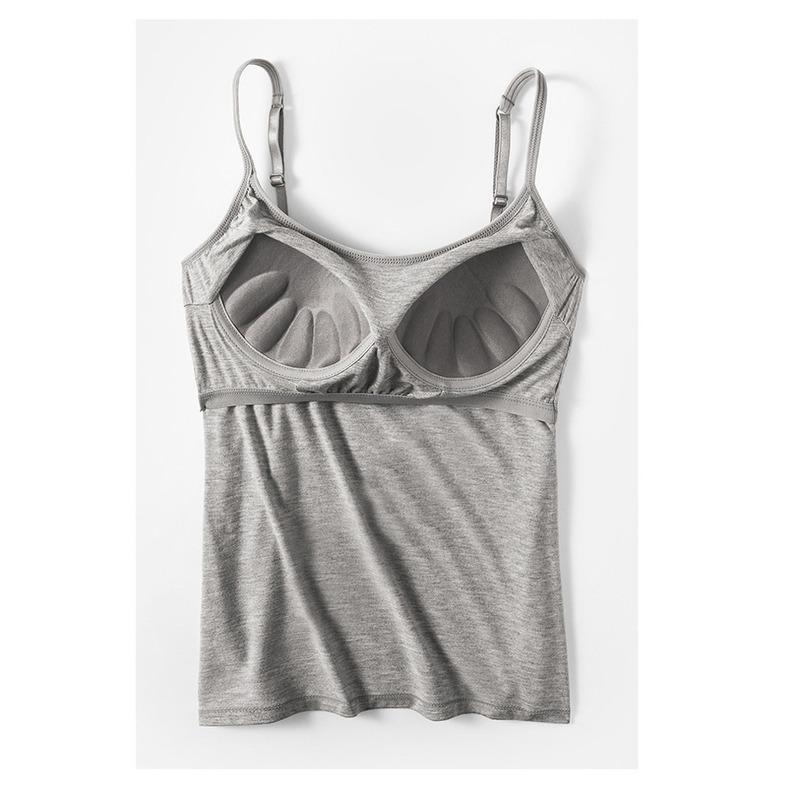 Women's Camisole Tops with Built In Bra Neck Vest Padded Slim Fit Tank Tops