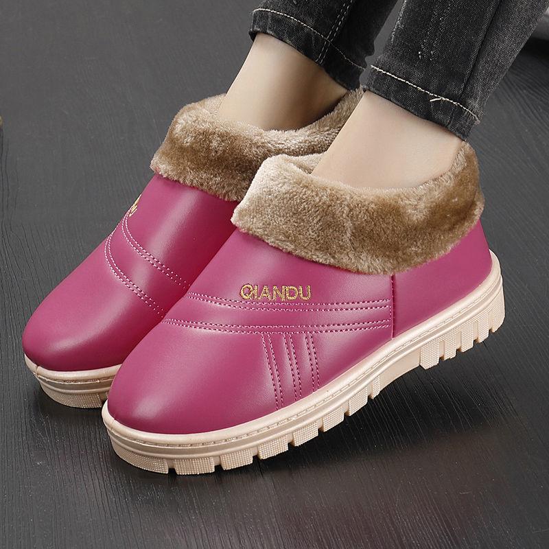 Winter Cotton Slippers Women's Warm and Waterproof Home Slippers Bag Heel Plus Velvet Platform Cotton Shoes