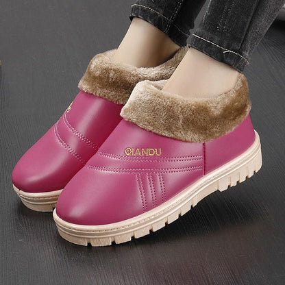 Winter Cotton Slippers Women's Warm and Waterproof Home Slippers Bag Heel Plus Velvet Platform Cotton Shoes