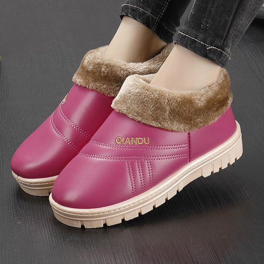 Winter Cotton Slippers Women's Warm and Waterproof Home Slippers Bag Heel Plus Velvet Platform Cotton Shoes