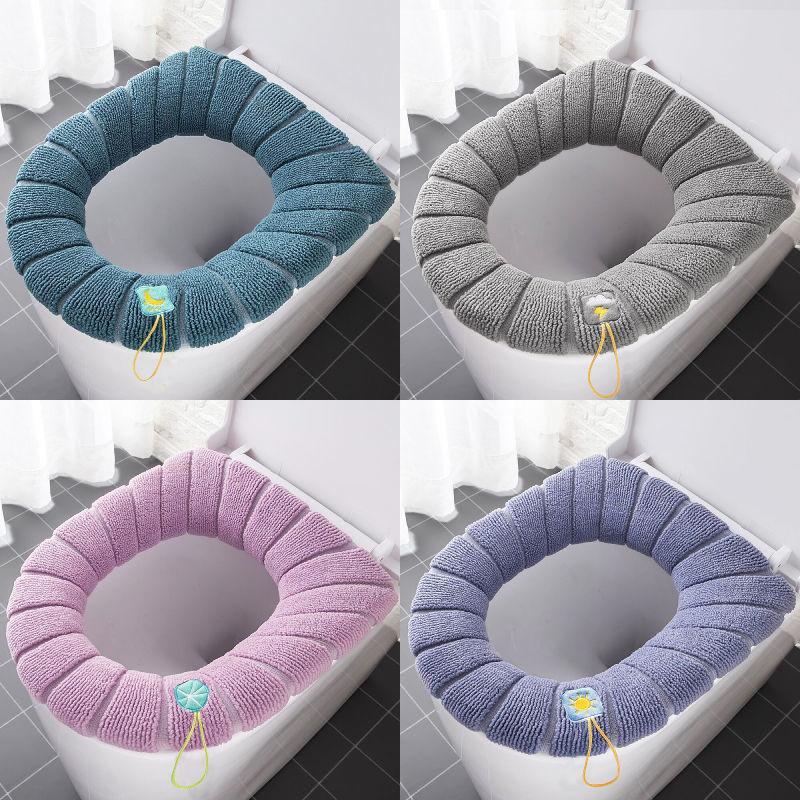 Toilet Seat Cushion Household Winter Thick Plush Toilet Cushion Toilet Cover Four Seasons General Plus Velvet Toilet Washer