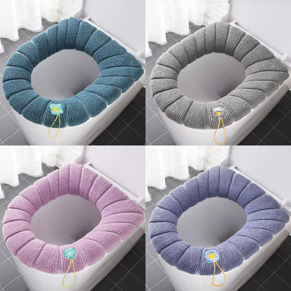 Toilet Seat Cushion Household Winter Thick Plush Toilet Cushion Toilet Cover Four Seasons General Plus Velvet Toilet Washer