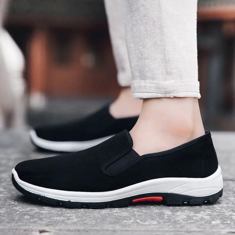 Old Beijing Black Canvas Shoes Casual Lightweight Non-slip Safety Shoes Convenient Work Driver Shoes
