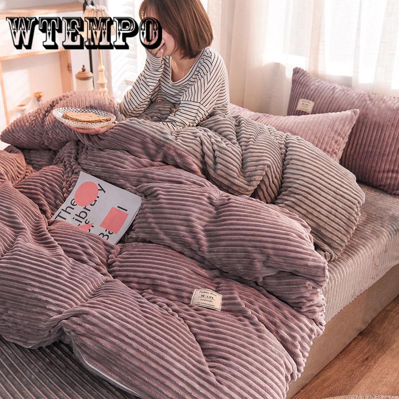 4pcs Bedding Set Stripe Bed Linen  Duvet Cover Set Pastoral Bed Sheet Duvet Cover