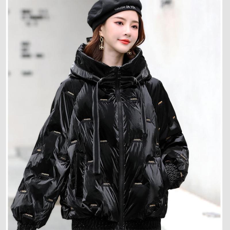 Bright Face Down Cotton Padded Clothes Short Loose Thickened Warm Coat Women's Korean Hooded Down Jacket Quilted Jacket