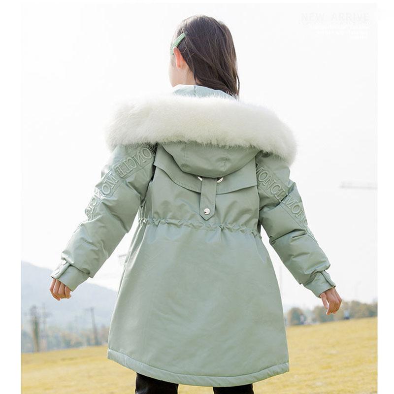 Girls Big Fur Collar Winter Coat Thicken Korean Style Pie To Overcome cotton clothes Warm and Windproof Plus Fleece Jacket