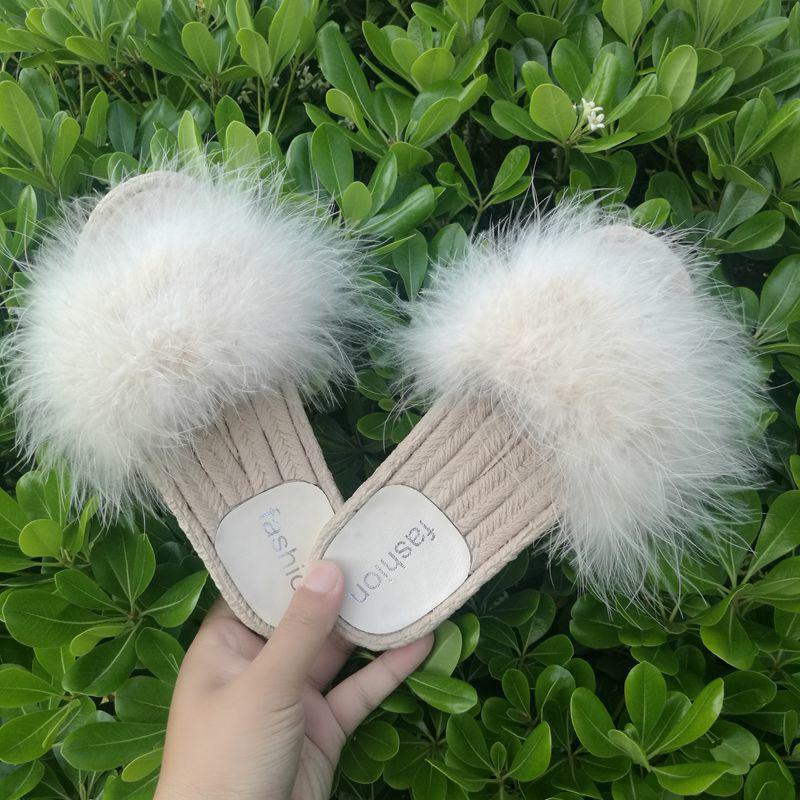Fur Furry Slide Sweet Feather Thick Bottom Beach Female Sandals Hair Flip Flops Women Home Slippers Indoor Soft