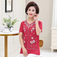 Women's Summer Plus Size Short Sleeve Top Printed Loose Versatile Round Neck T-Shirt Mommy Dress