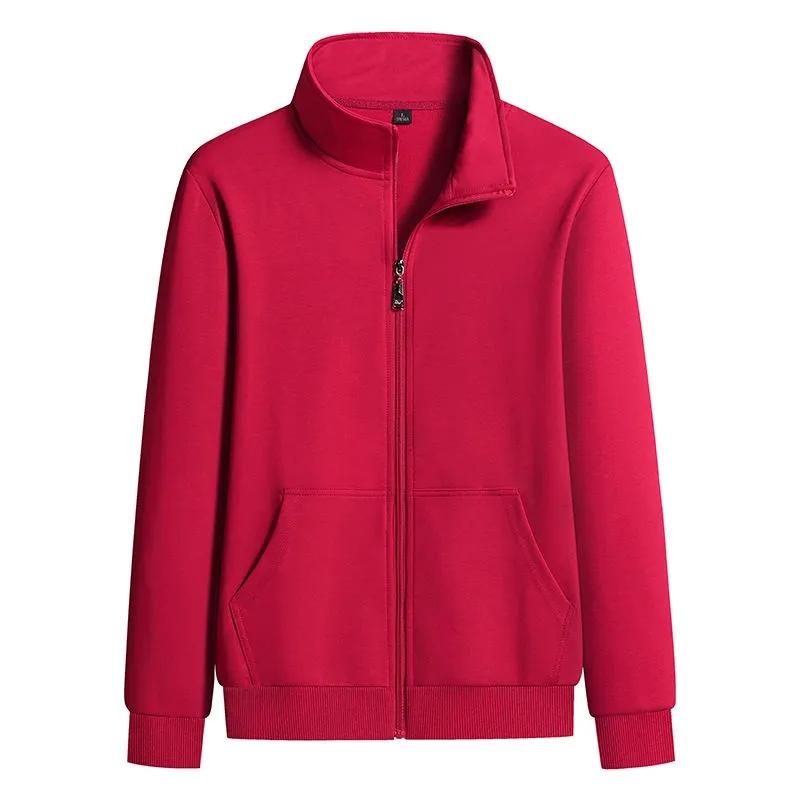 Spring and Autumn New Men's Stand Collar Cardigan Sweater Solid Color Versatile Casual Simple Outer Wear Gown Jacket Men