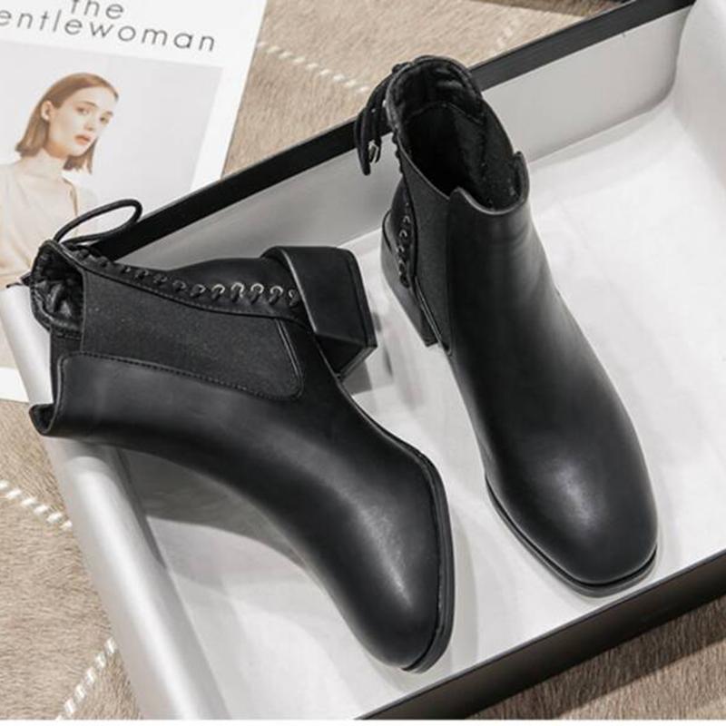 Women's Boots Mid-heel Thick-heeled High-heeled Shoes Spring Autumn All-match Single Boots Martin Boots Short Boots Women