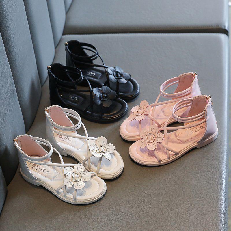 Girls' Roman Shoes  Summer Sandals  Princess Shoes  Korean Version  Children's Soft-soled Open-toed Beach Shoes