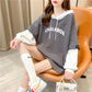 Mid-length Sweater Winter Fashion Letter Printing Solid Color Middle School Student Women's Jacket