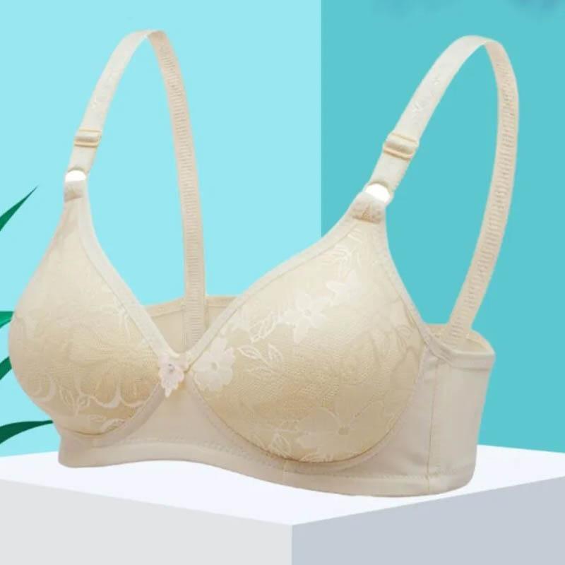 Summer Ladies Bra Gathering No Steel Ring Sexy Embroidered Bra Thin Anti-sagging Breathable Lightweight Back Buckle Bra