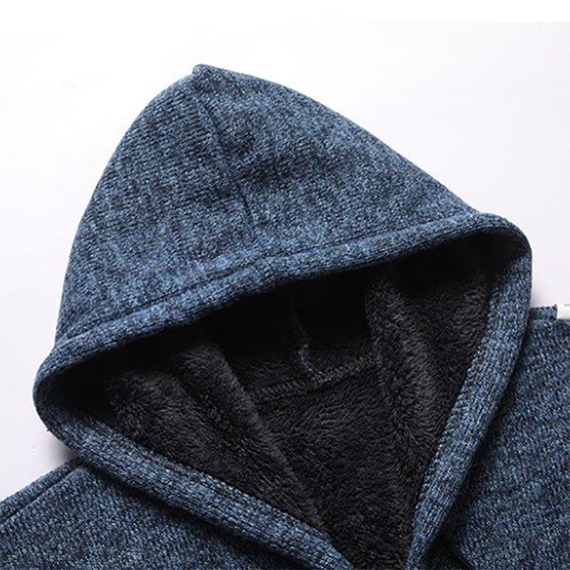 Sweater Men's Hooded Casual Young and Middle-aged Plus Velvet Thick Sweatshirts Pure Color To Keep Warm