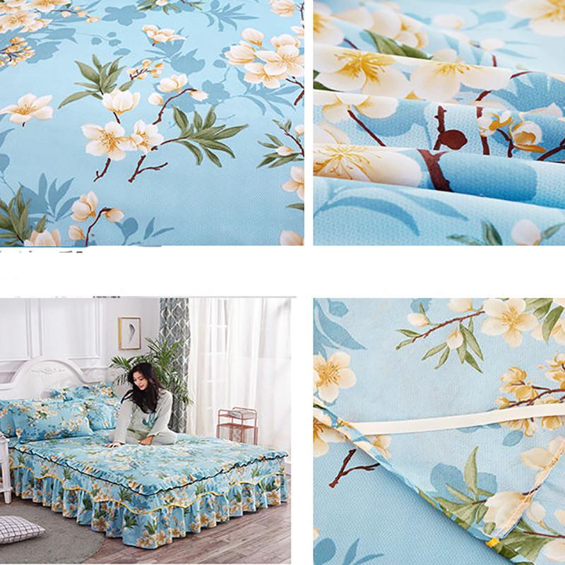 Non-slip Mattress Protection Cover Skin-friendly Bed Cover Bedroom Twill Bed Skirt Bedspread