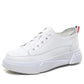 Female Leather White Shoes Spring and Summer Female Students Flat Bottom Shoes Casual Shoes White Shoes Walking Tall Shoes