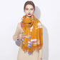 Winter Imitation Cashmere Scarf Wild Oversized Fringe Plaid Scarf Thickening and Lengthening Scarf Shawl
