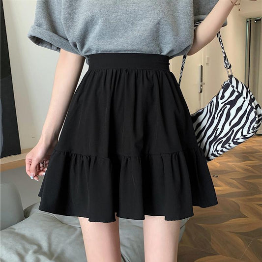 Black Skirt Women's Summer High Waist Umbrella Skirt White Skirt A-line Short Skirt