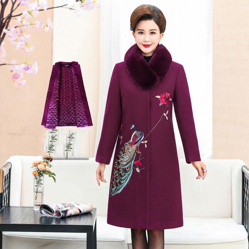 Women's Embroidery Coat Woolen Coat 2019 Autumn Winter Plush Cotton Wool Coat Female Outwear