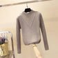 Half High Neck Women's Sweater Korean Fashion Plus Fleece Sweater Student Loose Thick Base Shirt