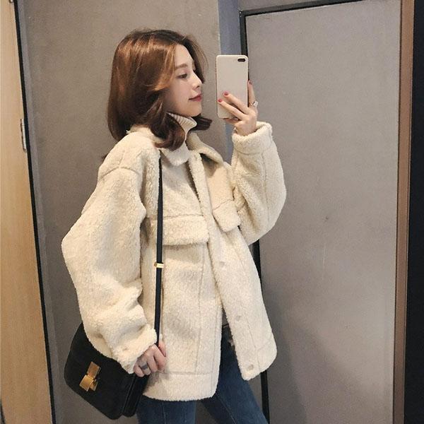 Autumn and Winter Casual Lamb-like Thickened Loose Cashmere Coat Women's Furry Jacket