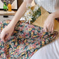 Floral Skirt Women Chiffon High Waist Long Skirt A-line Skirt Mid-length Floral Skirt Elastic Waistline Ladies Skirt Fabric Light and Breathable