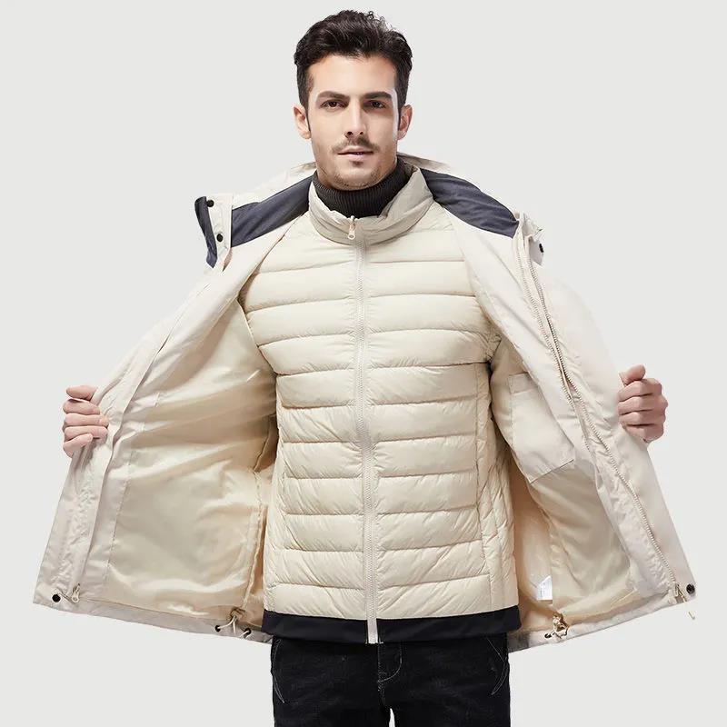 Men's and Women's Outdoor Jackets Winter Waterproof and Windproof White Duck Down Jacket Ski Mountaineering Two-piece Jacket