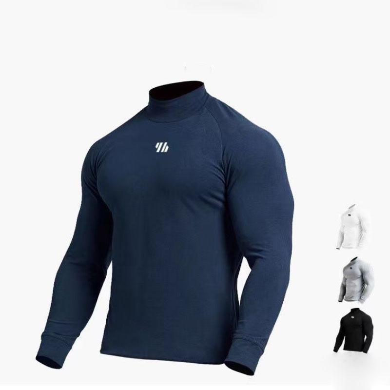 Long-sleeved Mid-high-neck Men's Long-sleeved Sportswear High-necked Tights Men's Bottoming Shirt Keeps Warm and Comfortable