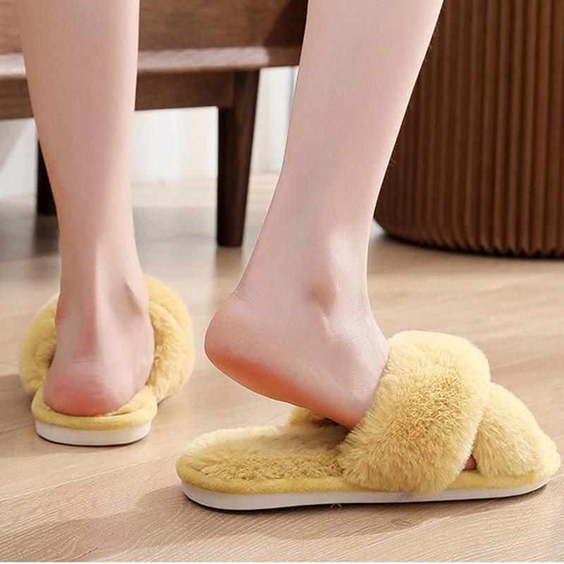 Winter Wool Slippers Women Wear Indoor Non-slip Home Household Warm Cotton Shoes