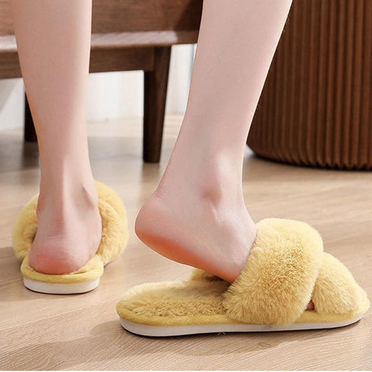 Winter Wool Slippers Women Wear Indoor Non-slip Home Household Warm Cotton Shoes