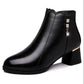 Fleece Short Boots Women's Winter Fashion All-match Thick-heeled Round Toe Boots Short Tube Rhinestone Cotton Shoes