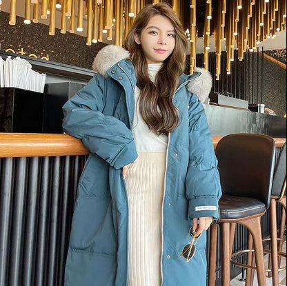 Down Jacket Ladies Winter Mid-length 90 White Duck Down Korean Thickened Net Red Jacket