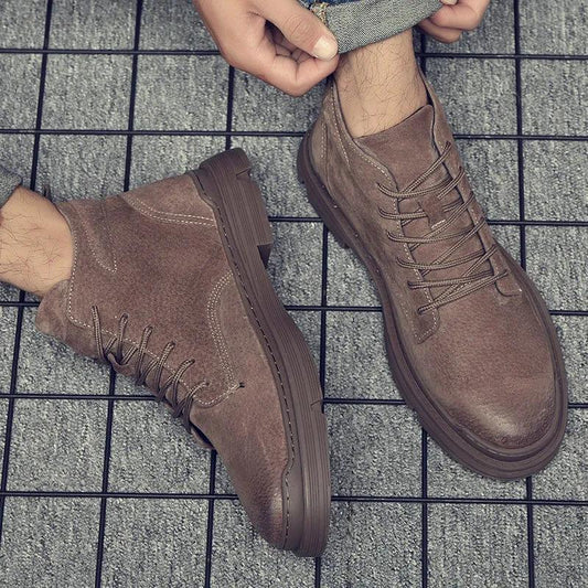 Autumn Winter Martin Boots Men's Plush Warm Cotton Boots Men's Leather Cotton Casual Snow Boots