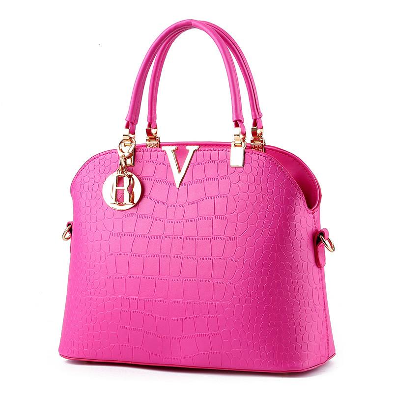 Handbags Women Pu Leather Waterproof Shoulder Shell Crocodile Pattern Bags Crossbody(Solid Color)