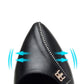 High Heels Women's Thick Heel Soft Leather Soft Sole Medium Heel Spring and Autumn All-match Work Leather Shoes Ladies Black Leather Shoes