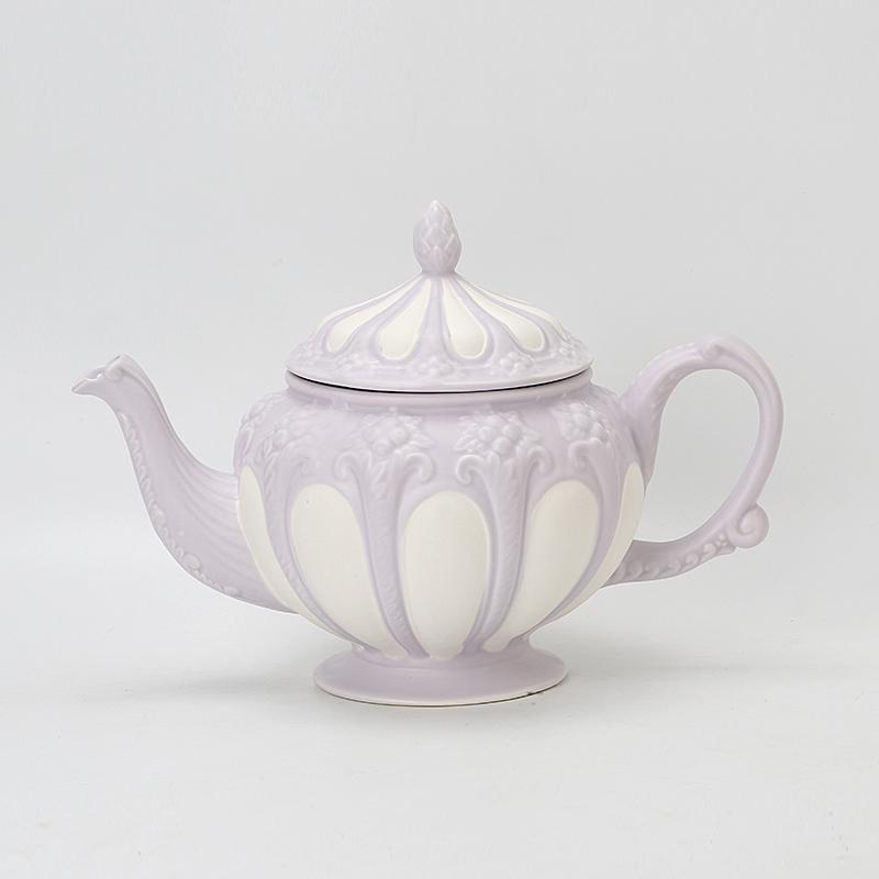 European Afternoon Tea Set, Coffee Cup, Saucer Set, Spoon, French Retro Embossed English Teapot, Cup