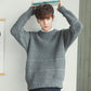 Fall Men's Sweater Trend Solid Color Loose Round Neck Sweater Men's Pullover Thick Line Long-sleeved Top