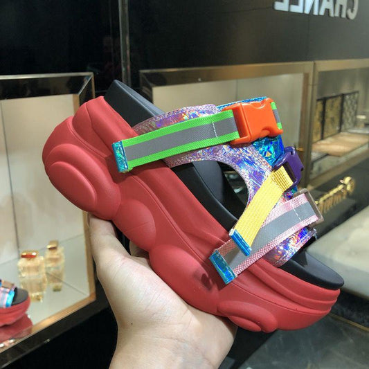 2020 Top-selling Women Sandals Plus Size Butterfly Bow Slippers Summer High Heel Shoes Big Flower Design Slippers