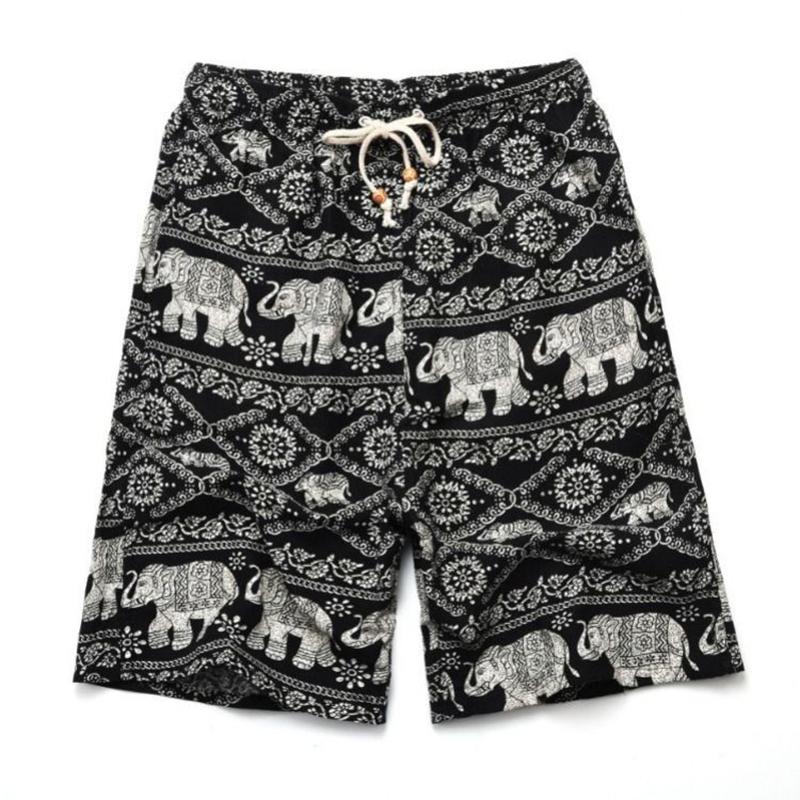 Summer Beach Pants Men's Casual Flower Shorts Men's Summer Big Pants Boys Cotton Five-point Pants Pants Loose Large Size