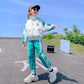 Girls Autumn Suit 2021 Korean Version Big Kids Color Matching Sports Zipper Shirt Two-piece Suit